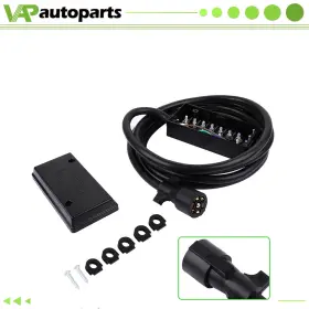 Vap00us Vap Rv 7 Way Plug Inline Pre-wired Trailer Cord Junction Box With 12 Foot Cable