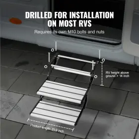 Vevor 629722652238 Foldning Rv Steps 440lb 2-step Manual Retractable Stairs Trailer Camper #3 Vevor 629722652238 Foldning Rv Steps 440lb 2-step Manual Retractable Stairs Trailer Camper #3