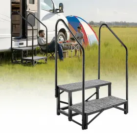 Tygdk2jhjgsfruuz3001 Vevor Rv Steps With 2 Handrails Outdoor Stairs 660 Lbs Non-slip Mat Tygdk2jhjgsfruuz3001 Vevor Rv Steps With 2 Handrails Outdoor Stairs 660 Lbs Non-slip Mat
