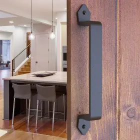 Vivalight 696550266722 10 Inch Rustic Barn Door Handle Pull - Black Diamond Edge