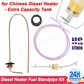 159789 Vroomautoly For Chinese Diesel Heater Extra Capacity Tank Metal Fuel Line Standpipe