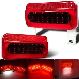 Wtlu0030 Wahmototin 2pcs Red 49 Leds Trailer Rv Camper Surface Mount Light-brake Stop/