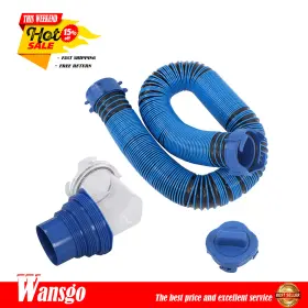 Wg3837386 Wansgo Heavy-duty Rv Sewer Hose 10ft With Clear 90-degree Adapter For Easy Draining