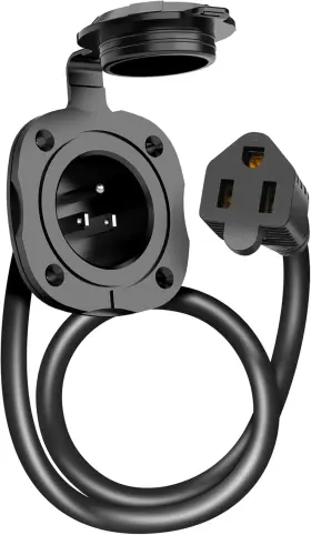 Ed-1501r Welluck 15 Amp 125v Ac Power Inlet With 18 Inch Extension Cord Black