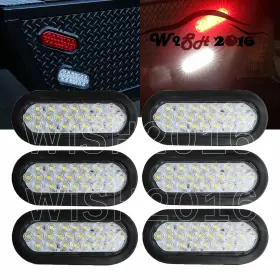 Wish2016 W58504 X3 6 Inch White Oval 24 Led Backup Reverse Stop Tail Trailer Light Flush Mount 6pcs Kit