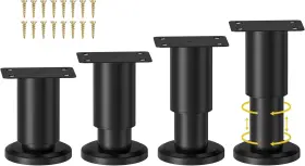 Wlr022 Wlrrcwdttc 4 Pcs Metal Adjustable Furniture Legs 3.15-4.72 Inch 4pcs Black
