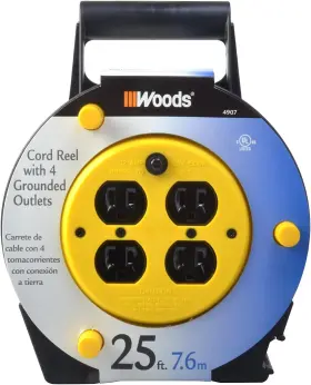 4907 Woods Light Duty Extension Cord Reel 25ft 16 Gauge 3 25 Ft Yellow