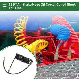 X Autohaux 679209284919 15 Feet Air Brake Hose Oil Cooler Coiled Long Tail Line 18 Circle Black
