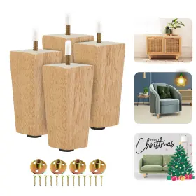 Yes4all 810073386310 4.5 Inches Square Wood Furniture Legs Set Of 4 - Inch Natural