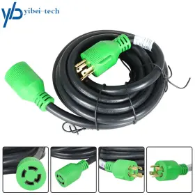 Yi193361t Yibei-tech 15ft 30 Amp 4 Prong Generator Rv Power Extension Cord Locking Nema L14-30p/r