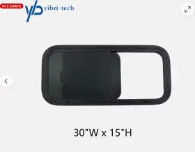 Yi273924t Yibei-tech Rv Horizontal Sliding Window With Trim Ring Black 30 Inch W X 15 H Universal