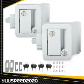 V-02etd0002awt2 Ylwspeed20 2pcs Rv Paddle Entry Door Lock Latch Handle Knob Deadbolt Camper Cargo Trailer