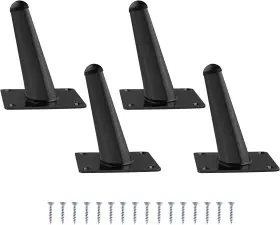 Zayi 756197472792 Black Furniture Legs 6 Inch Metal For Set Of 4 Oblique 6inch