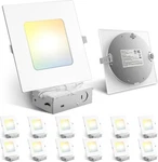 Pack 6 Inch Ultra-thin Led Square Recess Light W/ Junction Box 5CCT 12W 3278. Fixed Price $65.00.