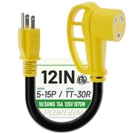 Powgrn Rv Amp To 110 Adapter Heavy 5-15P TT-30R-12INCH, Black. Fixed Price $33.04.