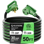 Islewire 30 Amp 50 Feet Rv Extension Cord With Grip Handle, Heavy Duty 10 Gau.... Fixed Price $76.29.