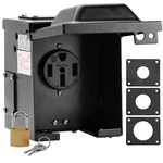 Rvmate Amp 125/250V Power Outlet Box, Waterproof Lockable 50A, Black. Fixed Price $38.57.