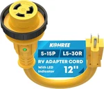 Kohree Rv Adapter Plug 30 Amp To 15 110V, Power Electrical Yellow. Fixed Price $28.22.