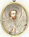 Antique 19C Silver Finift Hand Painted Icon Of Apostle Luke (14804). Fixed Price $1900.00.