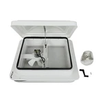 14" Rv Trailer Roof Vent Complete 12V Fan W/ Tape White Lid Interior Garnish. Fixed Price $44.54.