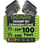 Gearit 30A Rv Extension Cord, 100FT 125V 10AWG TT-30P To TT-30R Camper Power. Fixed Price $304.99.