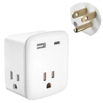 3 Outlet + 2 Usb Extender Indoor Grounded Ac Power Wall Tap Travel Adapter Plug. Fixed Price $10.99.