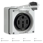 Wilawels Amp Rv Power Box, 125V/250V Nema 14-50R Outlet, White. Fixed Price $30.00.