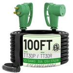 Rv Extension Cord 100 Amp Heavy Duty Waterproof TT-30P Green TT-30R Powgrn. Fixed Price $259.99.