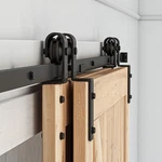Smartstandard 8 Feet Bypass Sliding Barn Door Hardware Kit - For Double Wooden. Fixed Price $115.90.