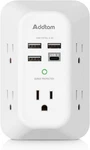 Addtam Usb Wall Charger Surge Protector 5 Outlet Extender With 4 1C3A, White. Fixed Price $15.99.