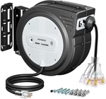 Suraielec 80 Ft Retractable Extension Cord Reel, 14 Awg Sjtow Power For Gar. Fixed Price $94.49.