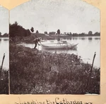Rare Private Stereoview Antique Photo Launching Catherine Boat On Trailer. Fixed Price $19.00.
