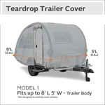 Teardrop Permapro Gray Travel Trailer Cover Up To 8'L 5'W. Fixed Price $100.00.