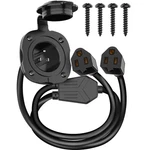 Bebobly 15 Amp Port Plug, With Integrated Dual 18" Extension Cord, Black. Fixed Price $29.79.