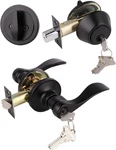 1PACK Exterior Door Lever Lockset With Single Cylinder Deadbolt Black Handl. Fixed Price $42.94.