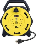 Retractable Extension Reel With 25 Ft Power CORD,16/3 Awg, 4 Grounded Outle. Fixed Price $47.99.