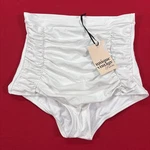 Unique Vintage Monroe Bikini White High Waisted Bottom Size Medium A416. Fixed Price $19.99.