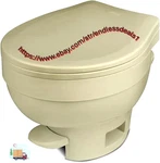 Rv Toilet Aqua-magic Vi Low Profile Parchment Ultimate Comfort And Style. Fixed Price $153.00.