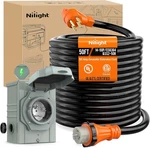 Nilight 50A 50FT Generator Extension Cord Power Inlet Box 125/250V 6/3+8/1 Gauge. Fixed Price $363.99.
