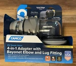Camco Rhino Flex 4 1 Adapter With Bayonet Elbow And Lug Fitting Swivel 360. Fixed Price $15.00.