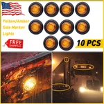 10 Amber Yellow 3/4" Round Bullet Led Side Marker Lights Clearance Truck Trailer. Fixed Price $12.34.