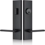 Sleek Matte Black Entry Door Handle Set With Deadbolt & 3 Keys. Fixed Price $125.99.