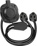 Welluck Rv Shore Power Inlet 15 Amp Flanged With Dual Cord, Black. Fixed Price $32.98.