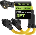 Amp Welder Splitter Adapter Cord, 3 Prong 250V Nema 6-50 Male Plug To 2X. Fixed Price $84.09.