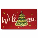 Qxwrel Red Christmas Tree Non-slip Rubber 17X30" Winter Entry Door Mat. Fixed Price $28.98.