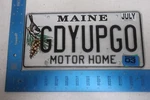 Maine License Plate Tag Vanity 2003 Motor Home Giddy Gdyupgo #1. Fixed Price $60.80.