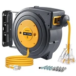 Suraielec 12 Gauge Extension Cord Reel 45 Ft Retractable Awg. Fixed Price $145.95.