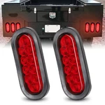 2 Red 6" Oval Trailer Lights 10 Stop Turn Tail Truck Sealed Grommet Plug Dot. Fixed Price $15.99.