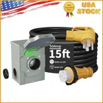 Amp 15FT Generator Cord And Power Inlet Box Nema 14-50P Male SS2-50R Stw. Fixed Price $76.85.