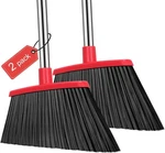 Heavy Duty Broom, 55 Inch Long Handle Outdoor Large Angle 2 Pack, Black-red. Fixed Price $28.64.